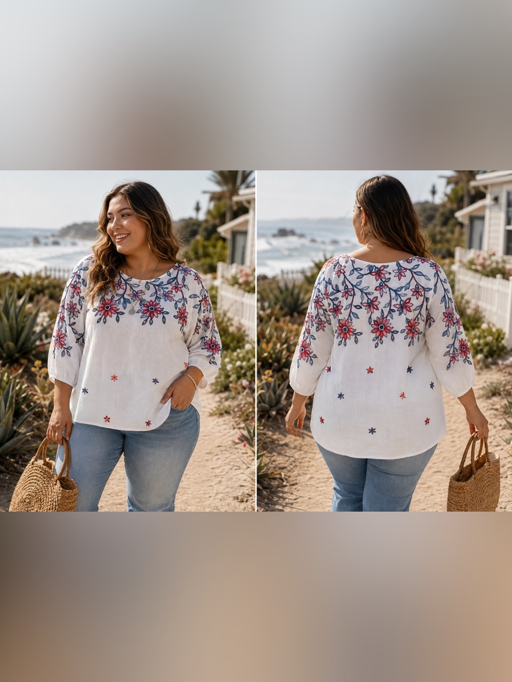KINDRED Embroidered Floral Peasant Blouse NWT